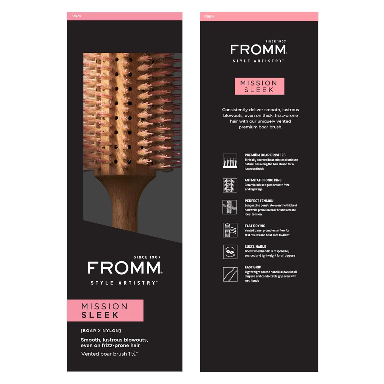 Fromm Mission Sleek Vented Round Boar Brush 1.75