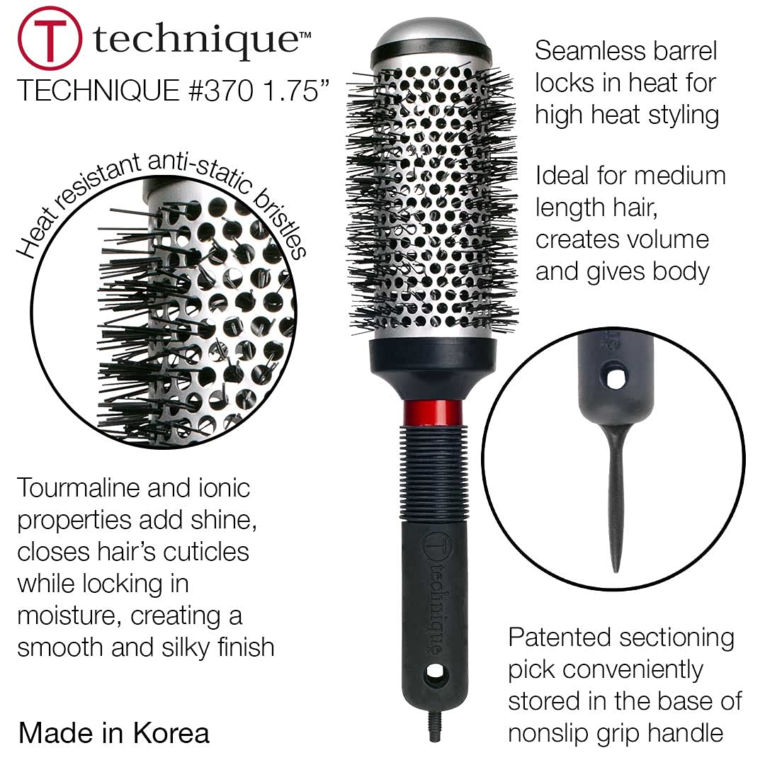 Cricket Thermal Hair Brush #370 1.75” for Blow-Drying, Curling, and Styling – Heat-Retaining Barrel