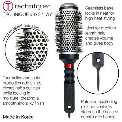 Cricket Thermal Hair Brush #370 1.75” for Blow-Drying, Curling, and Styling – Heat-Retaining Barrel